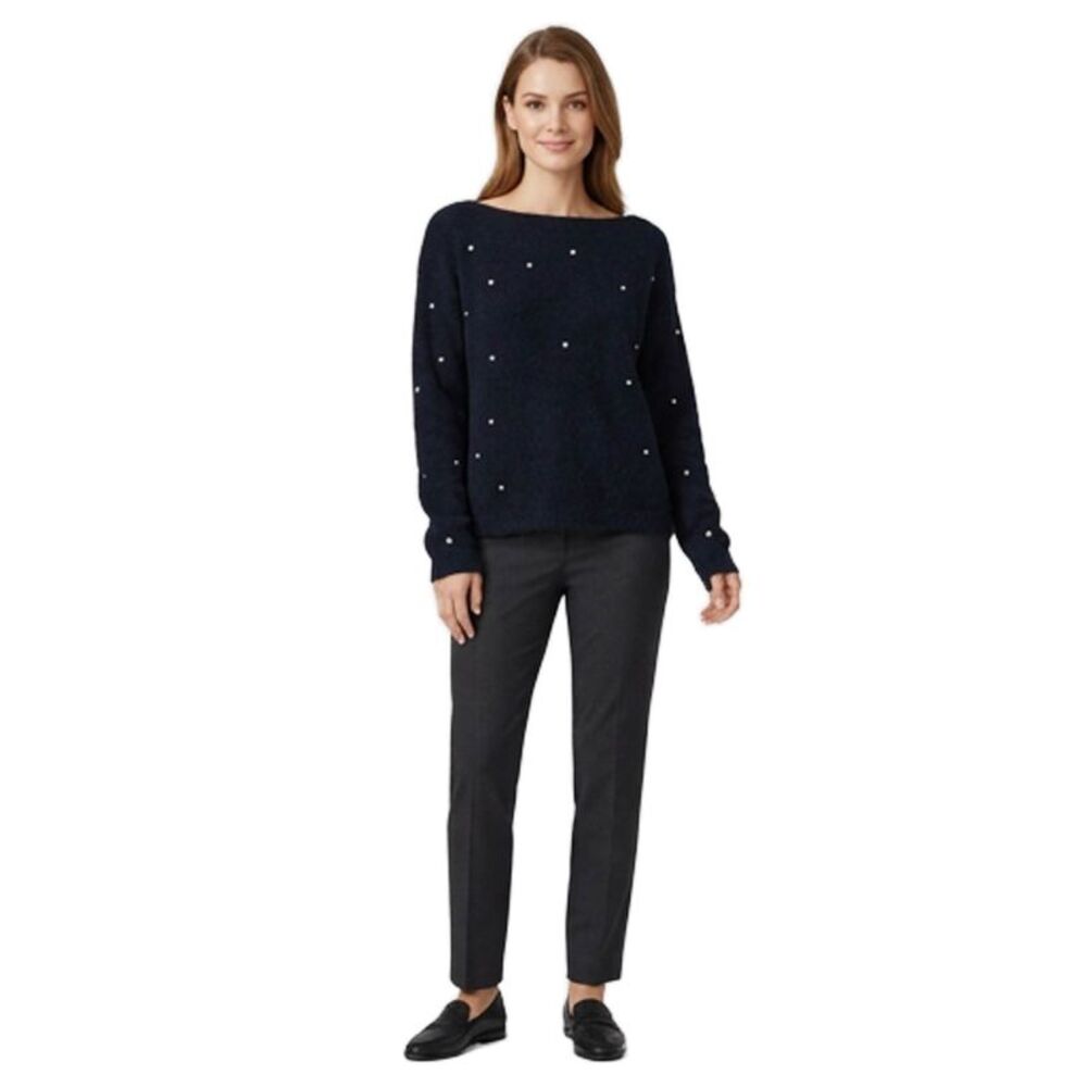 Numph Womens Blue Boat Neck Pullover Sweater Long Sleeve Polyester Size M